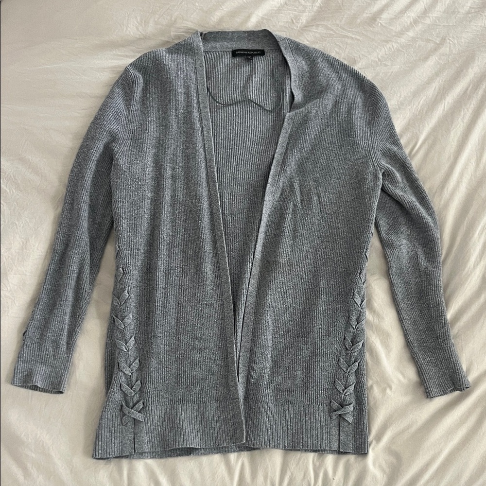Banana Republic Gray Lace up Women's Shall Sweater Cardigan